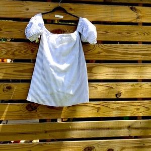 ROMEO&JULIET COTURE PEASANT OFF SHOULDER BLUE AND WHITE STRIPES